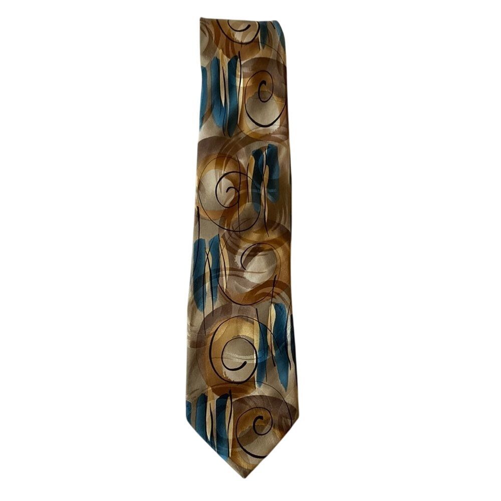 J.‎ Garcia South of The Border Collection 38 Silk Tie Tan Teal Gold